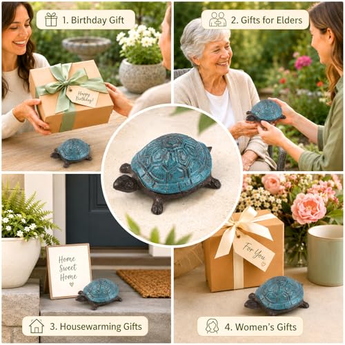 Cast Iron Turtle Key Hider Waterproof Hidden Key Holder for Outdoor | Decorative Hide a Key Garden Accessory for Yard, Patio, Lawn, Indoor & Outdoor Ideal Gift for Homeowners Family and Friends