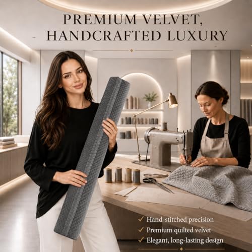 Premium Velvet Under Door Draft Stopper, Adjustable 30-36 Inches