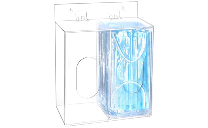 QWORK Clear Acrylic Mask and Glove Organizer – Dual Compartment Dispenser for Office & Home Use