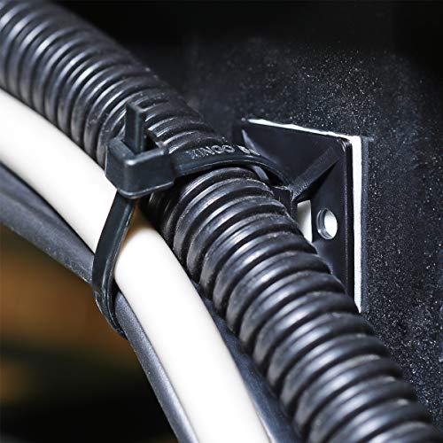XHF 500 PCS 3/4" Black Self Adhesive Cable Zip Tie Mounts Wire Cable Clips Holders Management Anchors Organizer Holders Squares(HS-101S)