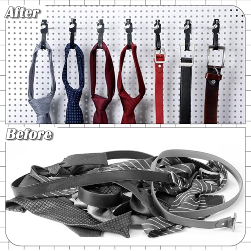 100 Pack Belt Hanger, Black Plastic Tie Hangers Bulk for Men & Women, Non-Slip Space Saving Closet Organizers and Storage, Durable Retail Display Hooks for Wardrobe, Accessories