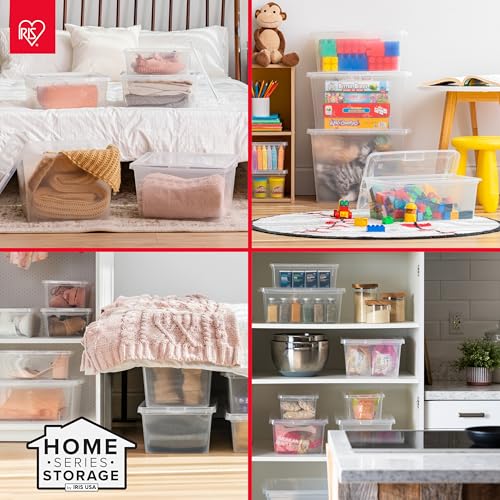 IRIS USA 4-Pack 15 Qt Storage Bins with Lids, Clear, Stackable | Ideal for shoes, crafts, office supplies and pantry items, nestable design, transparent design makes contents easy to find