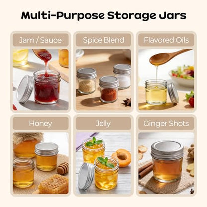 48 Pack 2 oz Mini Mason Jars Bulk Set, Small Glass Jars with Lids