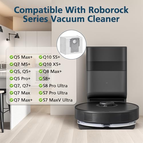 16 Packs Q10 Q7 Q5 Bag Replacement for Roborock Q10 S5+, Q7 M5+, Q5 Max+ | 3.6L Vaccum Bag for Q10 X5+, Q5+, Q5 Pro+, Q8 Max+, Q7+, Q7 Max+, S8+, S8 Pro Ultra, S7 Pro Ultra, S7 MaxV Ultra