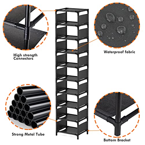 10-Tier Vertical Shoe Rack, Tall Narrow Shoe Shelf Space Saving Organizer for Entryway Door Small Space