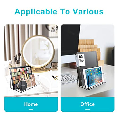 Boloyo Acrylic File Holder,1PC 2 Sections Clear File Organizer Mail Letter Sorter Desktop Folder Holder for Home Office School Envelope Bill Filling Paper Document