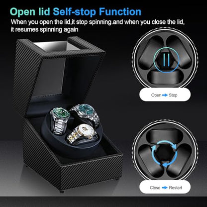 3 Watch Winder Box for Automatic Watch,Ultra Quiet,4 Rotation Modes
