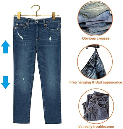 20 Pack Gold Aluminum Bottom Clips Heavy Duty Pants Jean Trouser Hangers Clothes Hangers -Legging Organizer Adjustable Clips Pants Skirt Blouse Hanger