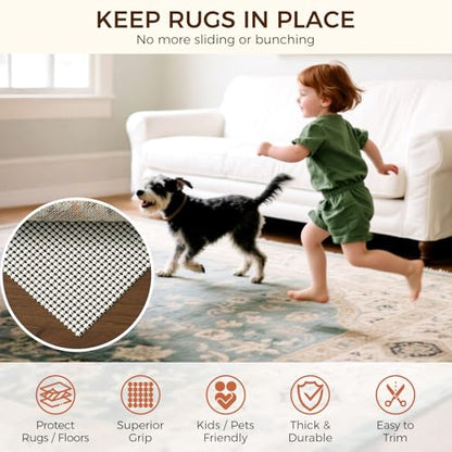 BAGAIL BASICS 8 x 10 FT Rug Pad Gripper for Hardwood Floors, Non Slip Rug Pads for Area Rugs, Extra Thick Under Rug Padding, Protect Your Rugs & Floors