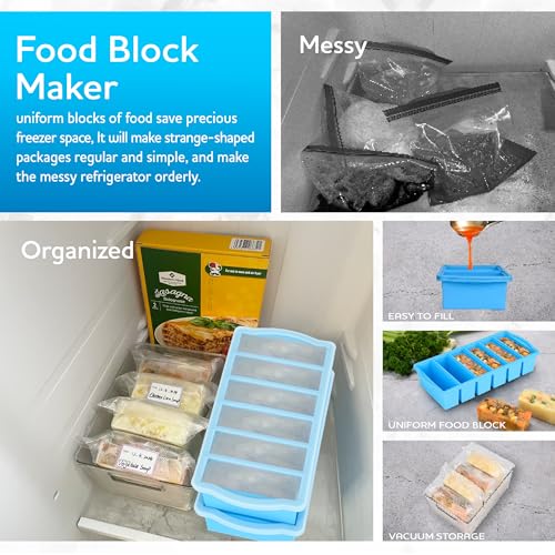 Silicone Freezer Molds with Lids, 1/2 Cup Soup Freezer Container Reinforced Steel Ring Top for freezing Soup Sauce Broth Leftovers, Silicone Freezer tray 2-Pack, Oven & Dishwasher Safe