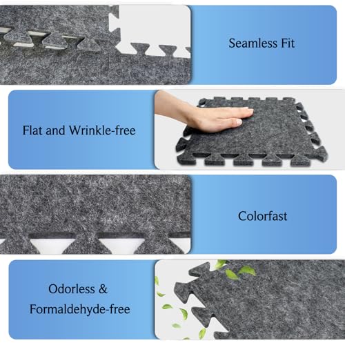 BXI Soundproof Interlocking Rug Pad 16 Pcs, 11x 11 x 0.4 inches Non Slip Rug Pads, High Density Noise Reduction Puzzle Felt Carpet Padding, Rug Mat Protects and Adds Cushion for Hardwood Floor