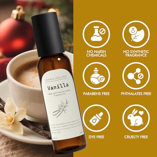 Vanilla Fragrance Room Spray, Long-Lasting Room Freshener for Home, Bathroom and Kitchen, Air Freshener Spray, Odor Eliminator, 2 x 4.06 fl oz