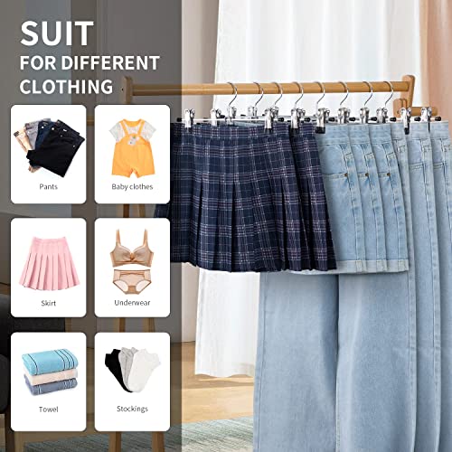 30 Pack Pants Hangers with Clips Skirt Hangers for Women Shorts Hangers Heavy Duty Metal Clothes Hanger for Closet Space Saving Non Slip Trousers Hanger Jeans Hanger for Men,Black,14 Inch