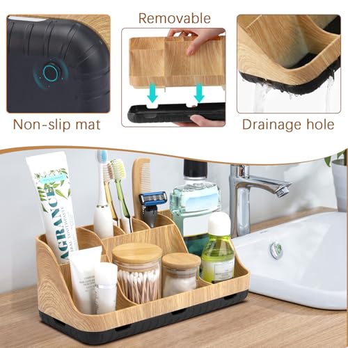 GFWARE Bathroom Organizers and Storage - Detachable 7 Slots Kids Electric Toothbrush and Toothpaste Holde Drainage for Bathroom Accessories Organization Counter Vanity Storage