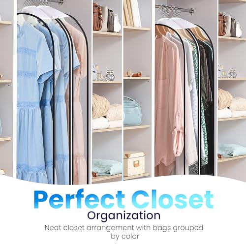 Handy Laundry Clear Garment Bags for Hanging Clothes, 50" Suit Bags with 10" Gusset, Heavy Duty Closet Storage Covers for Coats, Dresses, Shirts, Jackets, Dustproof & Breathable, 4 Pack