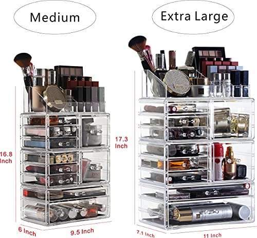 Cq Acrylic 4 Pack Clear Makeup Storage, Stackable 10 Drawer Organizer for Vanity, Jewelry, Hair Clip, Beauty & Skincare Products