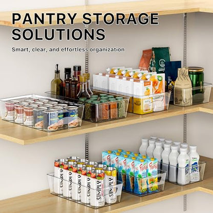 Simple Houseware 4 Pcs Pantry Clear Bin Storage Organizer, 14" x 7" x 3.75"