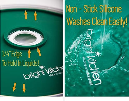 4 Fruit Leather Silicone Dehydrator Sheets with EDGES - NON-Toxic for Nesco Round Dehydrators Lip Mold Hold Batter Liquids Fruit Roll Up Fruit Leather Circle ReUsable Flexible Non Stick