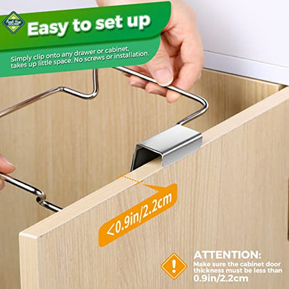 Trash Bag Holder,2 Pack | for Cabinet Door and Cupboards,Stainless Steel,Plastic Bag Holder Under Sink,Use for Kitchen,Bathroom,Camper