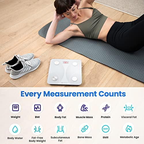 Etekcity Smart Scale for Body Weight, Body Fat, Water Weight, White, 400 lb