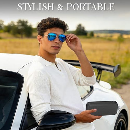 Double Oversized Eyeglasses Case Dual Sunglasses Case Hard Shell Glasses Case with Clip Metal Carabiner Travel