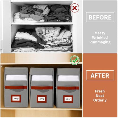 Extra Large Bed Sheet Organizer, 2 Pack Foldable Sheet Organizers and Storage with Oxford Fabric, Clear PVC Window & Leather Handle – Storage for Bedding, Blankets, Duvet Cover Set, Quilt