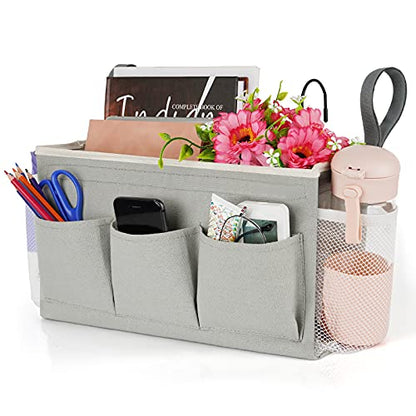 Lilithye Bedside Caddy, Bedside Storage Bag Hanging Organizer for Bunk Bed | Bed Caddy with Fixed Straps and Water Bottle Holder for Home, College Dorm, Bunk Bed, Hospital Bed and Crib Bed Rails