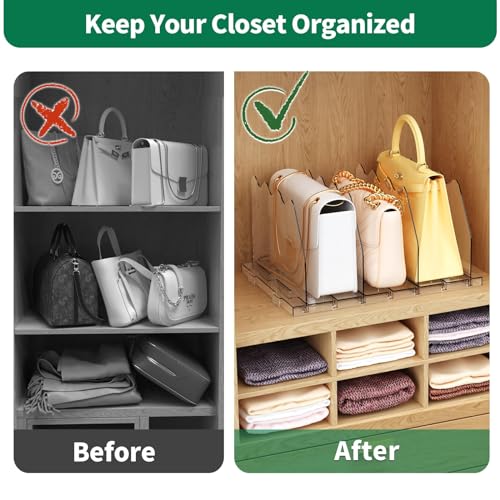 Adjustable Shelf Divider for Closet, Clear Purse O... (Clear | Acrylic)