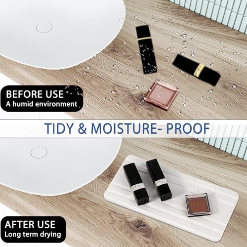 3PCS Water Absorbing Stone Tray, DryingNeat Diatomite Stone Sink Tray, Instant Dry Sink Coasters, Kitchen Sponge Hand Soap Holder, Bathroom Sink Vanity Trays,8 * 4inch and 4 * 4inch