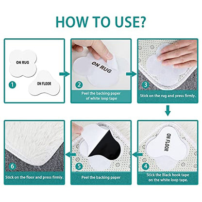 Large Size Grippers, Non Slip Washable Rug Tape Grip Carpet Corner, Hook and Loop Pads Non Curl Reusable Stoppers Keep Your Area Rug Flat on Hardwood Floors and Tiles (32)