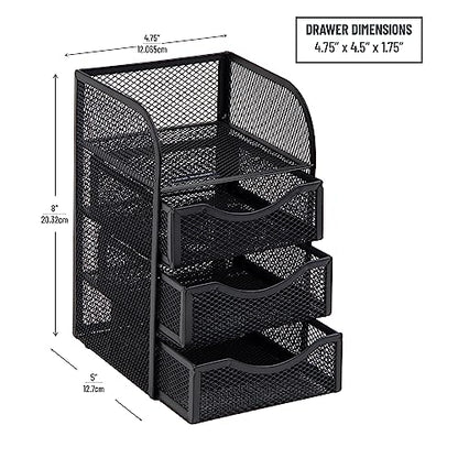 Mind Reader Desktop Accessory Storage, Paper Binder Clip Basket, Workspace, Office, Metal Mesh, 4.75"L x 5"W x 8"H, Black