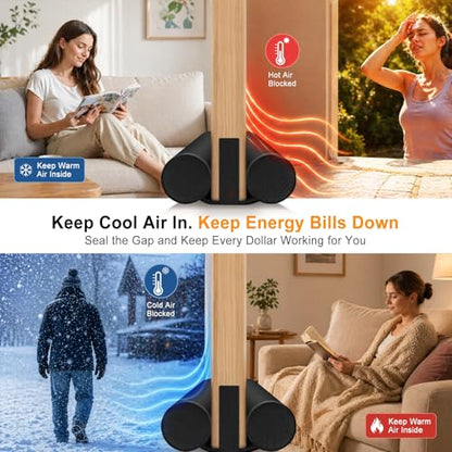 Door Draft Stopper for Bottom of Door, Under Door Draft Blocker with Hook & Loop Fastener, Fits 30–36 Inch Doors, Blocks Cold Air, Dust & Noise