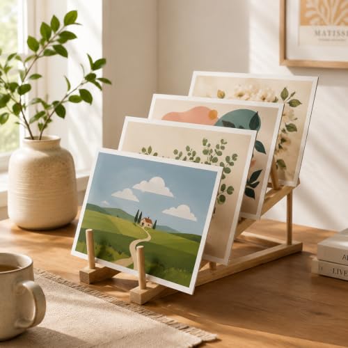 3 Pcs Wood Book Display Stand, 5-Tier Tabletop Boo... (Natural-3 Pcs | Bamboo)