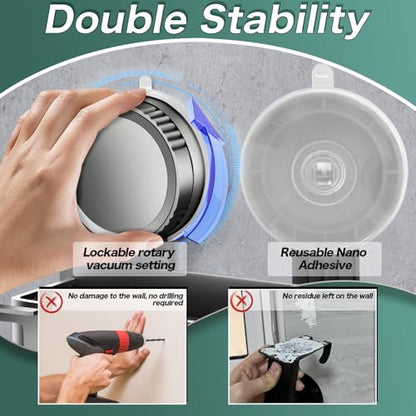 Detachable Wall Electric Toothbrush Holders, Bathroom Organizers and Storage, 3 Cups Holders Accessories Storage Decor, Hair Dryer Holder, Powerful Upgraded Sticky Suction Cup, All-Aluminum Material