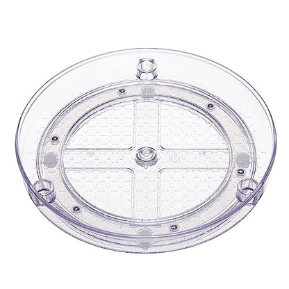 Amazon Basics Lazy Susan Turntable Organizer for Spices and Condiments, 9" Diameter, 2 Tier, Clear