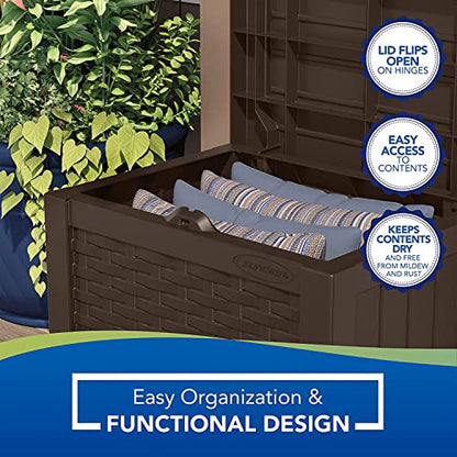 Suncast 22 Gal, Small Outdoor Storage Deck Box, Java Resin, Flat Lid