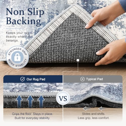 5x7 Non Slip Rug Pad Gripper Cushioned Carpet Pads | Ideas for Hardwood Floors, Thick Felt Liner with Silicone Backing, Under Area Rugs Anti Skid Mat Keep Rugs in Place and Safe