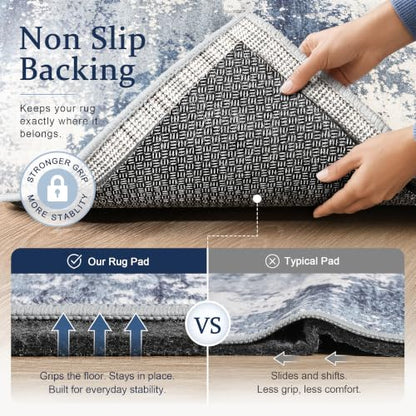 5x7 Non Slip Rug Pad Gripper Cushioned Carpet Pads | Ideas for Hardwood Floors, Thick Felt Liner with Silicone Backing, Under Area Rugs Anti Skid Mat Keep Rugs in Place and Safe