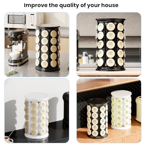 Coffee Pod Storage Compatible with Keurig Kcup Cafe Carousel, 360° Rotating K Cups Pods Carousel Holder, Kcup Storage Organizer Stand with 40 Keurig Kcup Pods (Black)