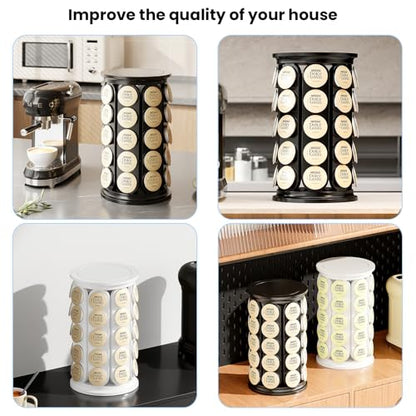 Coffee Pod Storage Compatible with Keurig Kcup Cafe Carousel, 360° Rotating K Cups Pods Carousel Holder, Kcup Storage Organizer Stand with 40 Keurig Kcup Pods (Black)