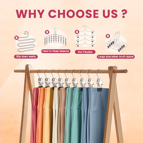 30 Pack Pants Hangers with Clips,Legging & Jean Hangers for Closet Hanging | Space Saving Clip Hangers for Yoga Pants, Jeans, Shorts, Skirts and Hats,Closet Organizers and Storage