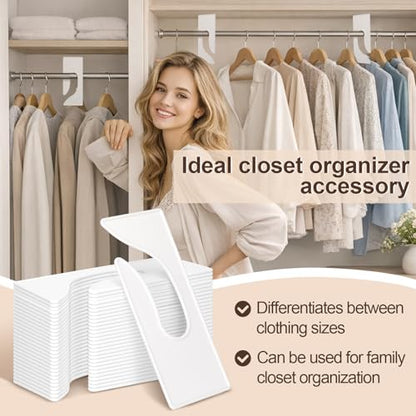 50 Pack Clothing Rack Size Dividers 9-5/16 x 3-3/4 in Blank Large Rectangle Clothing Rack Hanger Divider Clothe Organization Tags Label for Wardrobe Retail Store Boutique Supplie(White)