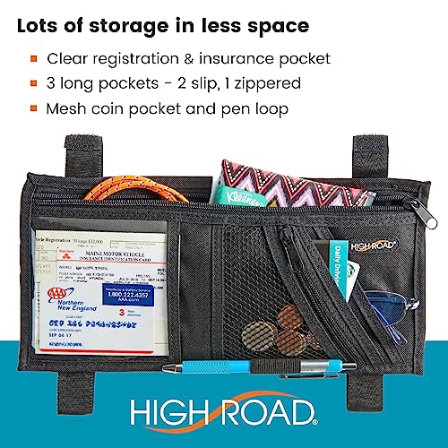 High Road Car Visor Organizer and Sun Visor Document Holder with Pockets | Slim Car Visor Organizer with Pockets Holds Registration and Insurance Cars, Pens and Papers Within Easy Reach