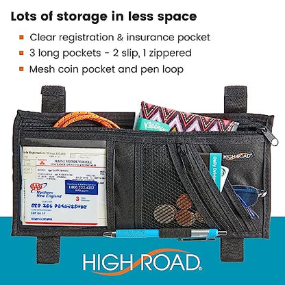 High Road Car Visor Organizer and Sun Visor Document Holder with Pockets | Slim Car Visor Organizer with Pockets Holds Registration and Insurance Cars, Pens and Papers Within Easy Reach