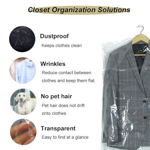50 Pack 35.4inch Plastic Clear Dry Cleaning Hanging Lightweight Garment Clothes Cover Protector Bags for Closet Clothes Storage.