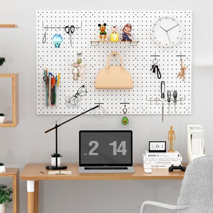 Peg Board Kit, Includes Pegboard and Accessories,with Hooks and Bins,Peg Board Wall Organizer for Office,Ornaments Display,Crafts Organization (129, White)
