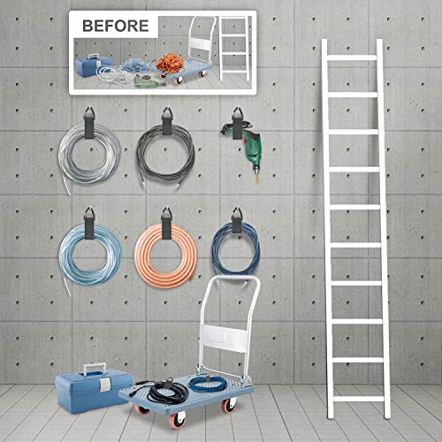 ZTSXLLIM Extension Cord Organizer Garage Organization with Carabiner 8 Pack | 16-Inch straps, Holds Up to 50 lbs, Hose holder, Carabiner Clip, Heavy Duty, For House, For Yard, For Storage, For Workshop