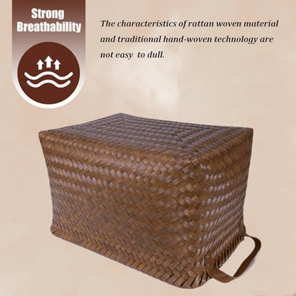 BROWNLILY Handwoven Clothes Basket Laundry Hampers Large Wicker Storage Baskets for Shelves Blankets Closet Storage Bins Car Bedroom Bathroom Organizers and Storage Bath (Pack of 4, Brown)