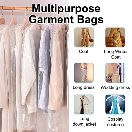 BEISHIDA 25PCS 72 Inch Plastic Garment Bag-Plastic Clear Dry Cleaner Laundry Bags for Clothes Cover, Hanging Clothes Storage for Long Dresses Skirt Coat Suit Shirt Jacket