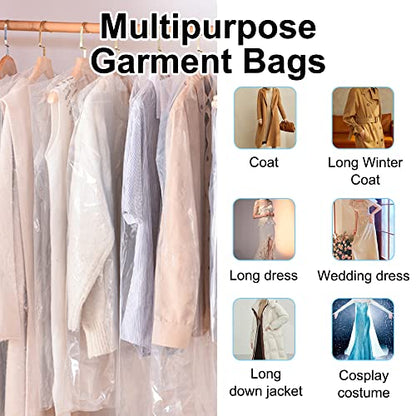 BEISHIDA 25PCS 72 Inch Plastic Garment Bag-Plastic Clear Dry Cleaner Laundry Bags for Clothes Cover, Hanging Clothes Storage for Long Dresses Skirt Coat Suit Shirt Jacket